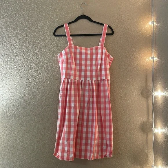 J. Crew Coral Gingham Dress - Picture 1 of 3